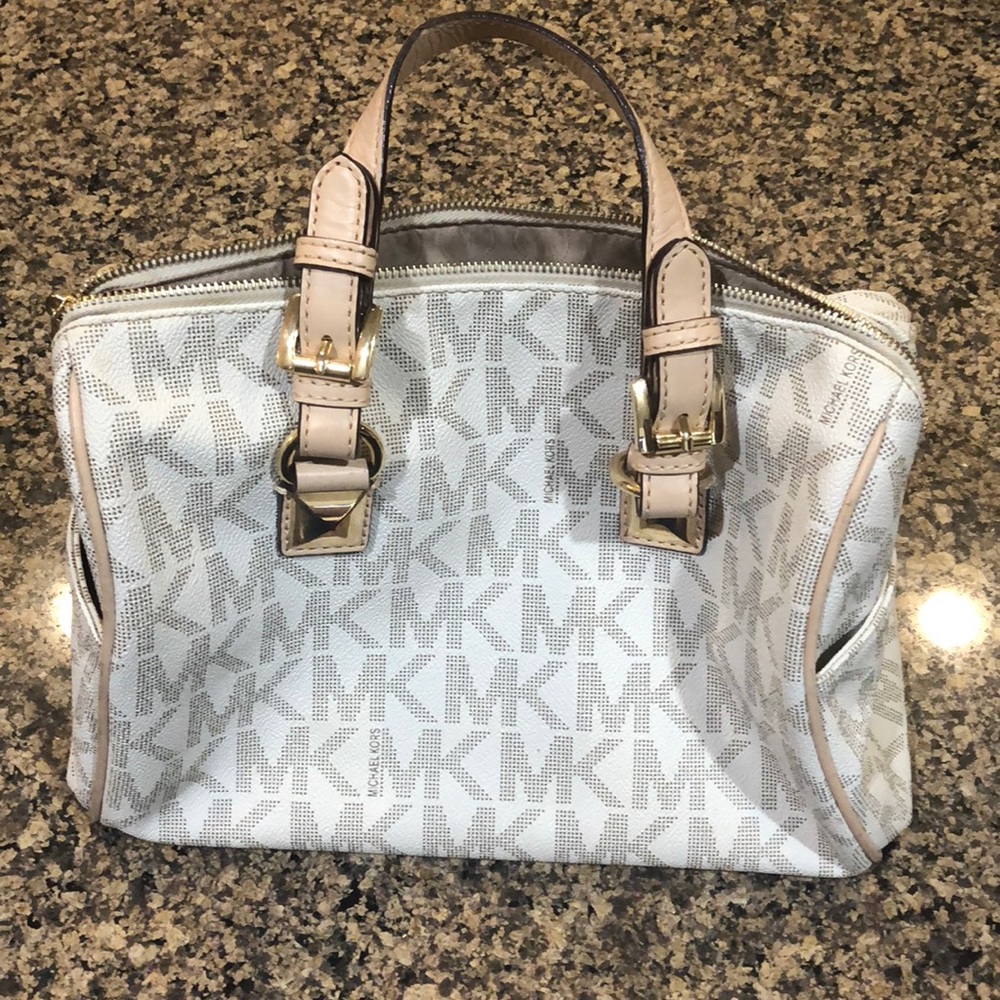 Michael Kors Grayson Vanilla MK Signature Satchel